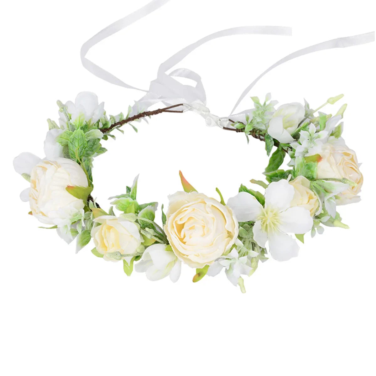 Tiara Floral Boêmia Camélia – Coroa de Flores para Casamento e Festas
