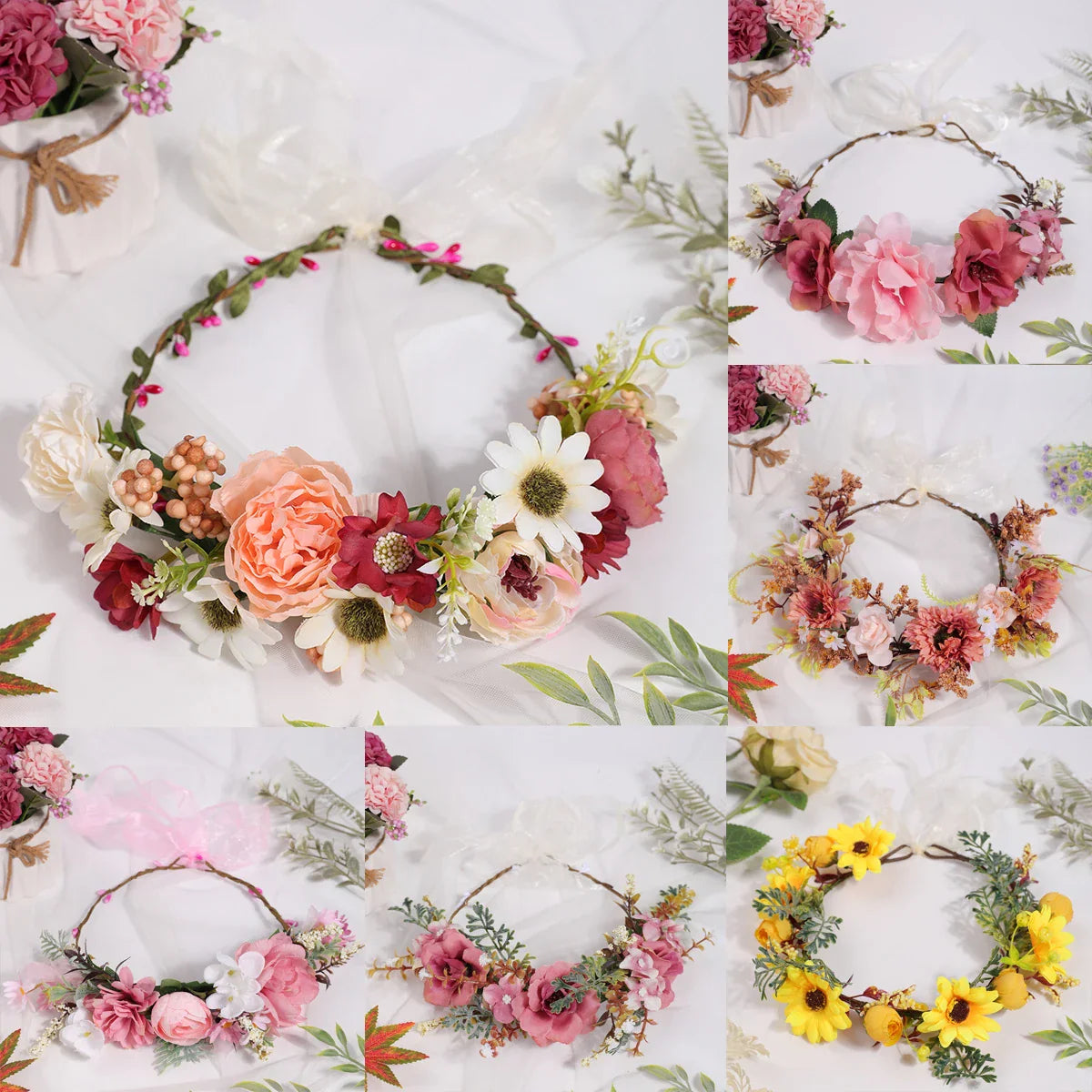 Tiara Floral Boêmia Resort – Coroa de Flores para Casamento e Festas