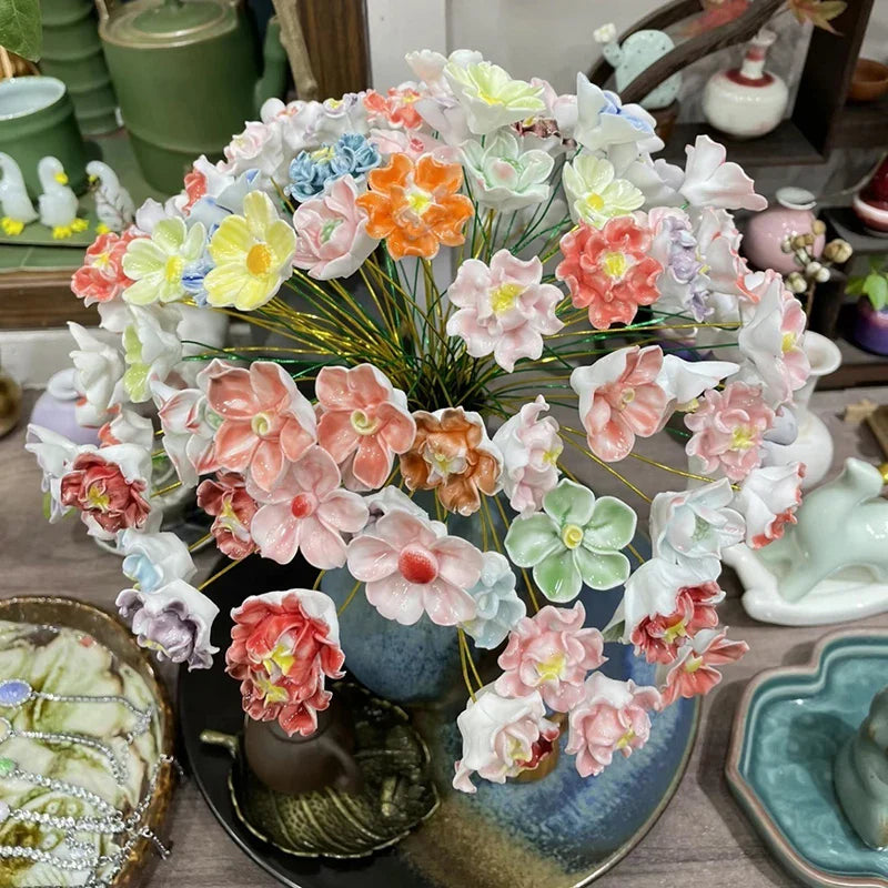 Flores Cerâmicas de Jingdezhen – Decoração Criativa para Casa e Presente