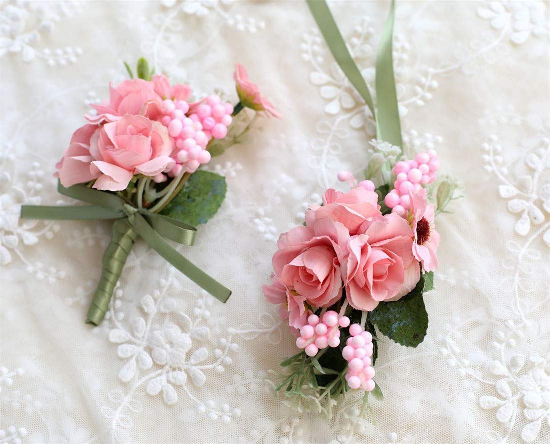 Rosa Corsage com Boutonniere – Flores para Noivos e Festas
