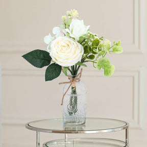 Arranjo de Rosas Brancas de Seda – Centro de Mesa para Casamento e Casa