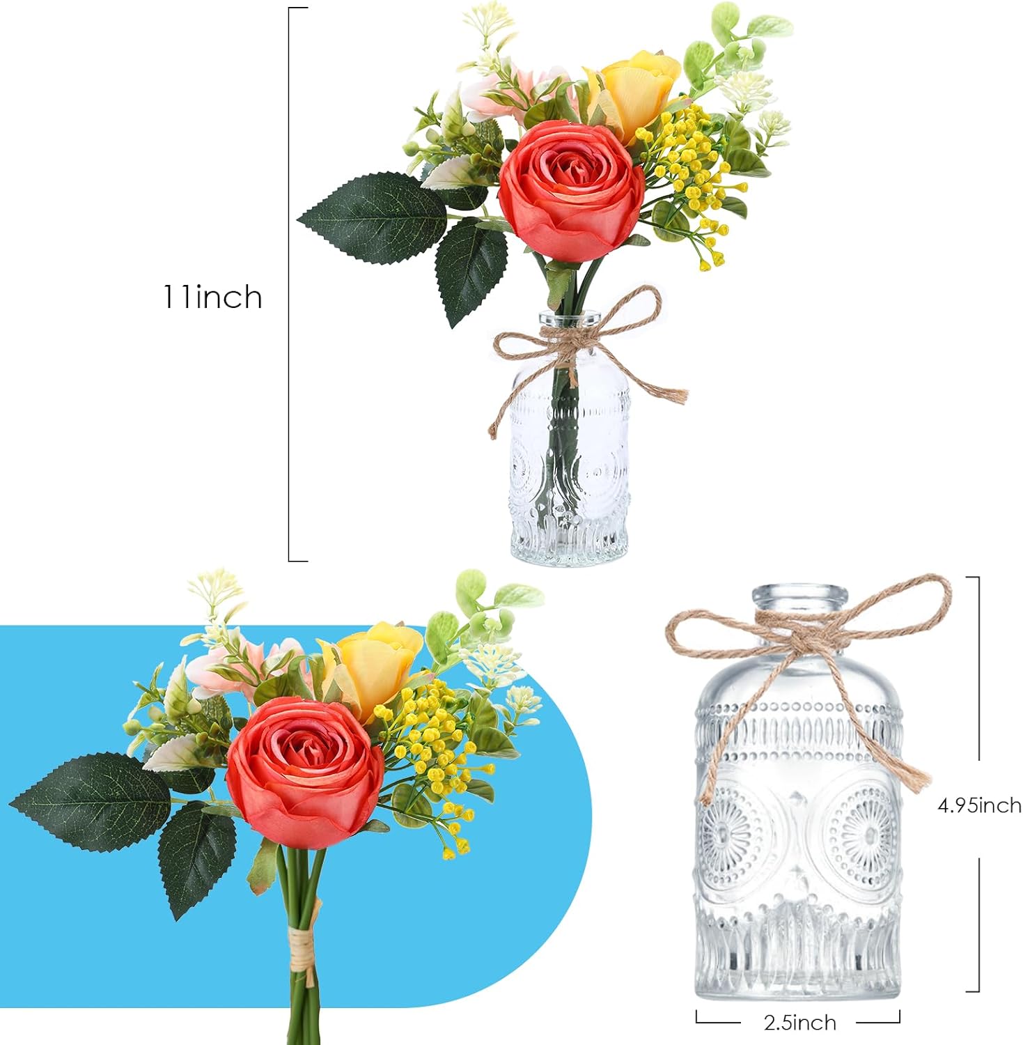 Arranjo de Rosas Brancas de Seda – Centro de Mesa para Casamento e Casa