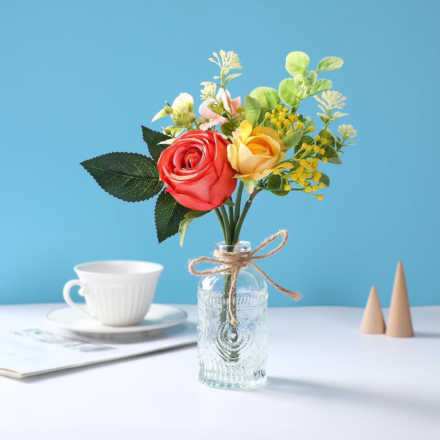 Arranjo de Rosas Brancas de Seda – Centro de Mesa para Casamento e Casa