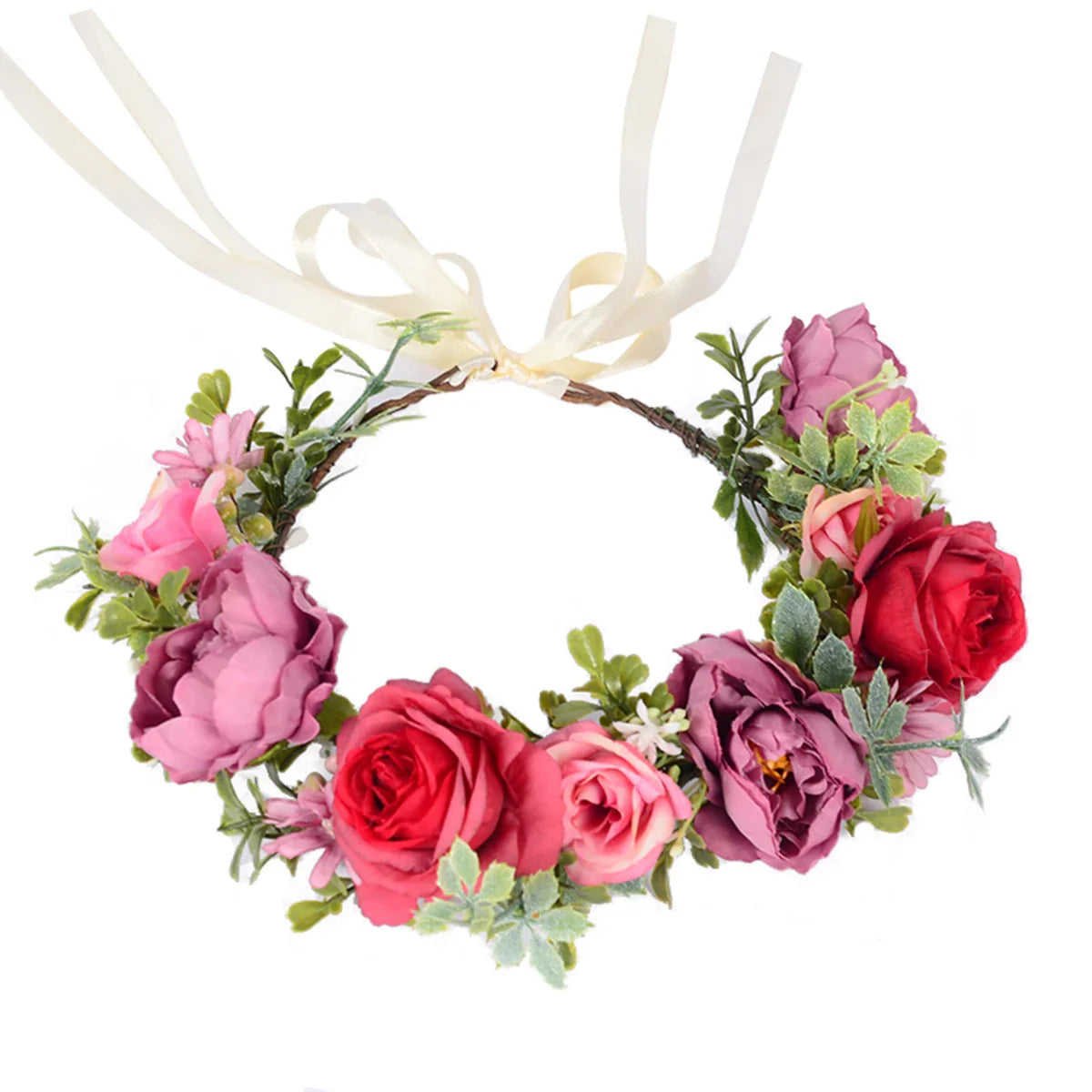 Tiara Floral Boêmia Camélia – Coroa de Flores para Casamento e Festas