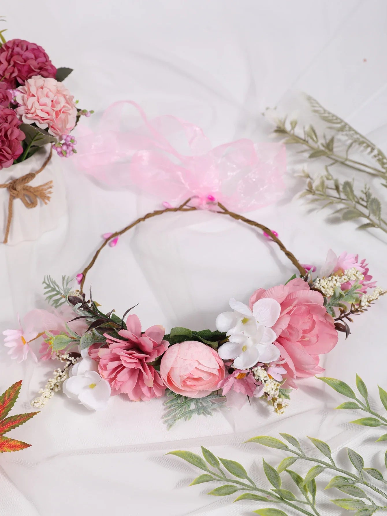 Tiara Floral Boêmia Resort – Coroa de Flores para Casamento e Festas