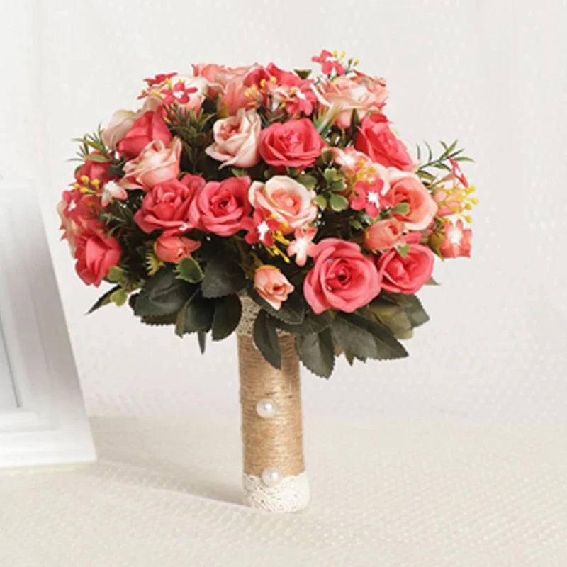 Buquê de Rosas Roxa e Branca – Acessório para Noiva e Casamento