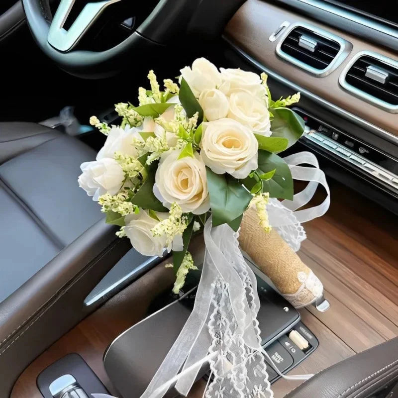 Buquê de Rosas Retro Champagne – Acessório para Noiva e Casamento