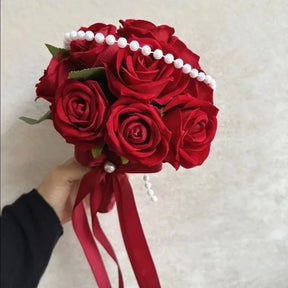 Buquê de Rosas Retro Champagne – Acessório para Noiva e Casamento