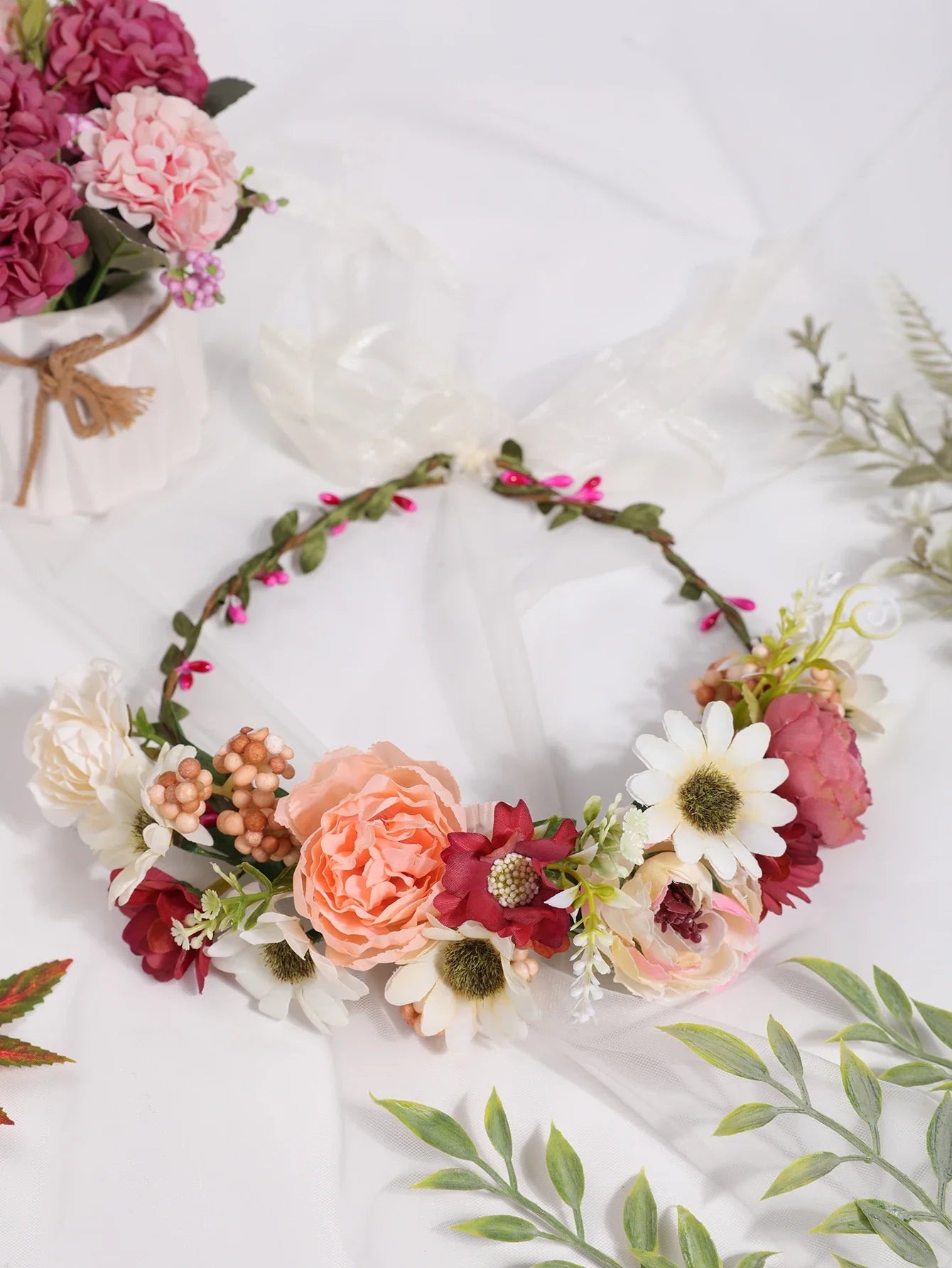 Tiara Floral Boêmia Resort – Coroa de Flores para Casamento e Festas