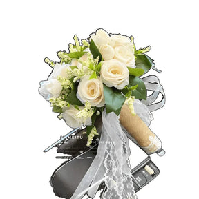 Buquê de Rosas Retro Champagne – Acessório para Noiva e Casamento