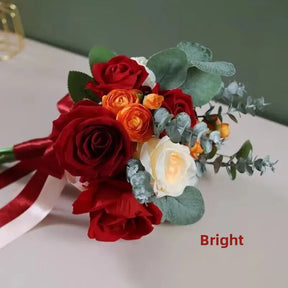 Buquê de Rosas Retro Champagne – Acessório para Noiva e Casamento